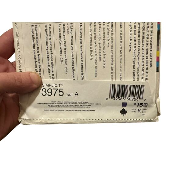 Simplicity 3975 Dog Coats and Misses Accessories Scarf Hat Sewing Pattern uncut - Picture 3 of 4